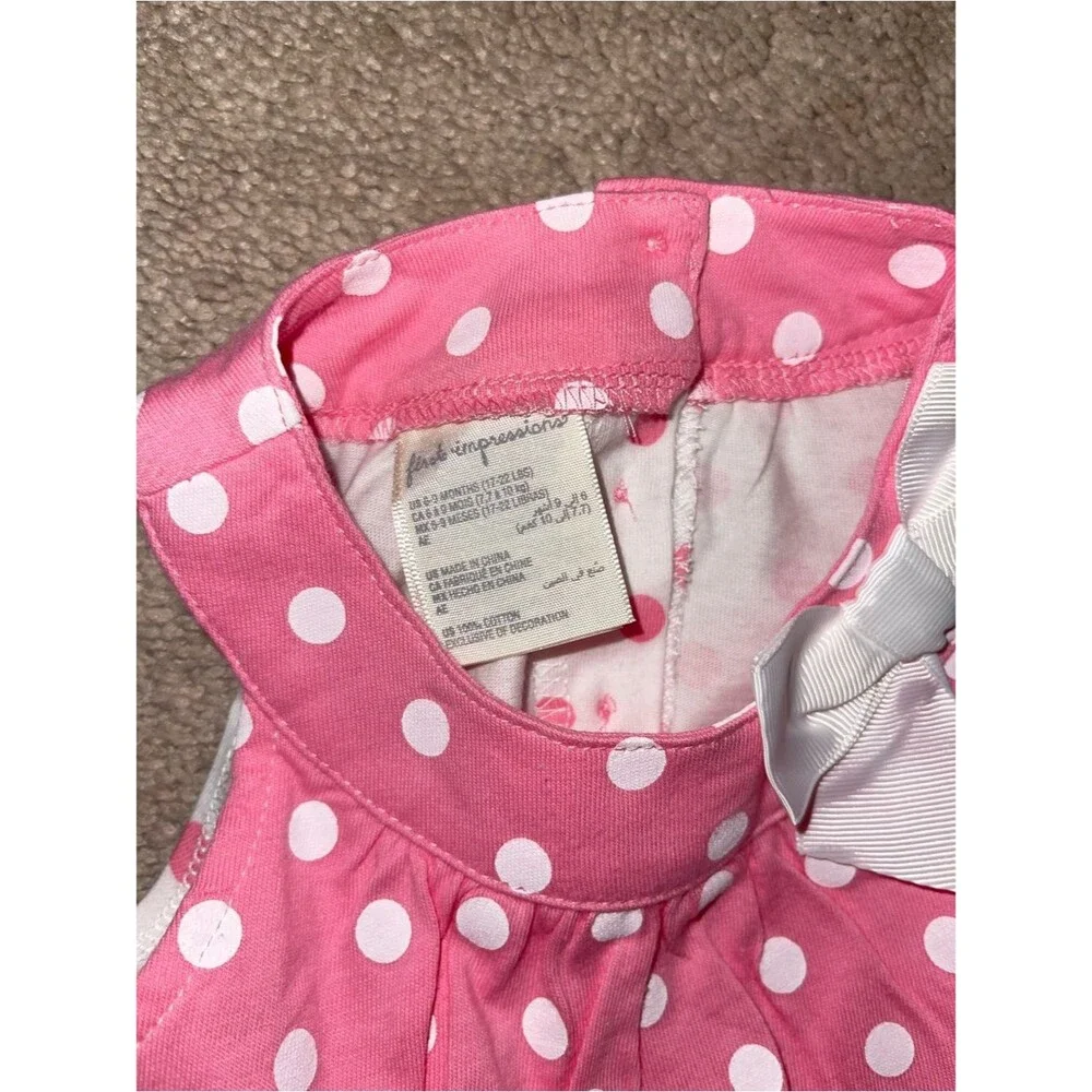 Pink Polka Dot Baby Romper with White Bow